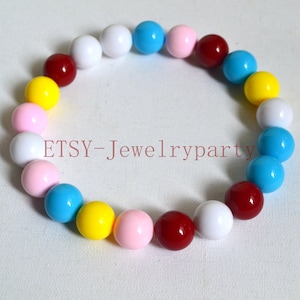 Colorful Necklace, More Colors Beaded, Multiclor Beads Necklace, 20mm Beads Stretchy Necklace, Music Festival Fun, statement necklace