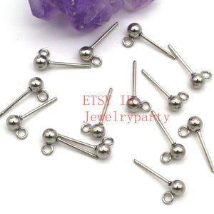 20pcs Ball Post Earring, Ball Stud Earring,  2mm /3mm /4mm /5mm /6mm /8mm,316L Stainless Steel Post, 18K Gold Plated, Earring Findings