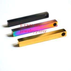 10pcs 3D Bar Blank, Hand Stamping Blanks,Engraving Supplies,Bar Necklace Supplies,Gold/Rose Gold/Silver/Black/Rainbow,4 Side Mirror Polished