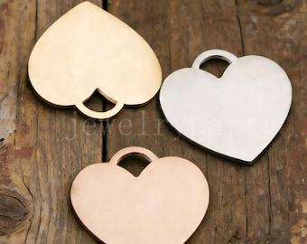 10 dijes de corazón de 25 mm, pequeños dijes de amor, colgantes de corazón, accesorios para pulseras, corazón de acero inoxidable dorado/oro rosa.