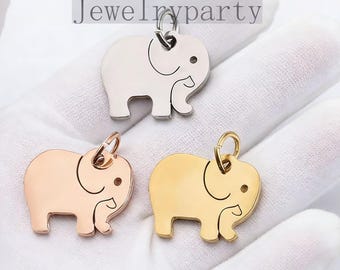 WHOLESALE 10pcs Elephant Charms 14x16mm,Jewelry Making Supplies, Cute Tiny Elephant Findings,Gold /Rose Gold Stainless Steel, Metal Charms