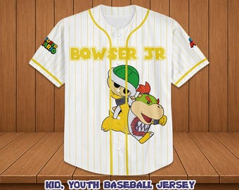 Custom Bowser Jr Baseball Jersey, Personalized Super Mario Shirt, Gamer Family Vacation Outfit