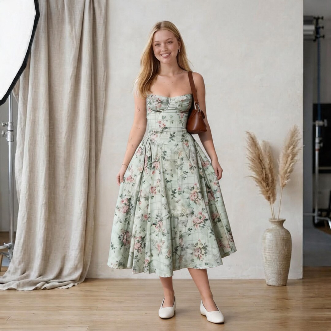 sage green bustier dress Lady Black Tie - Size 22, Vera Gown - Sage - Satin Corset Dress - Final Sale