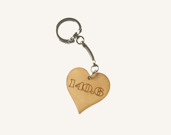 Ironman 140.6 Heart Keychain | Engraved Wood
