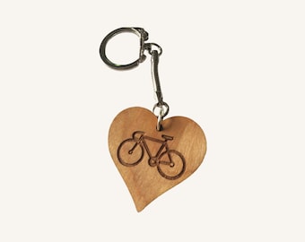 Bicycle Heart Keychain | Laser Cut Wood
