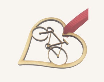 Bicycle Heart Ornament | Wood Cyclist Gift