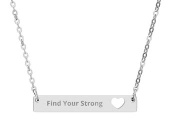 Find Your Strong Bar Necklace | Inspirational Jewelry | Running Gift for Her