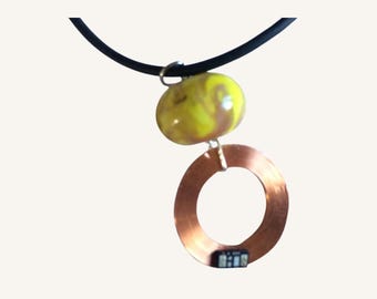 Upcycled Timing Chip Necklace | Yellow Bead | Running Gift for Her