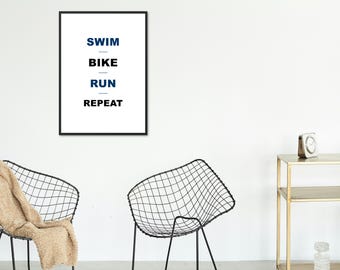 Triathlon Art Print | Minimalist Swim Bike Run