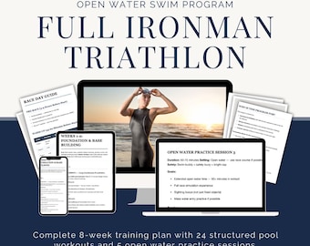 Full Ironman 140.6 Swim Program | 8-Week Open Water Training Plan | 2.4 Mile Triathlon Swim | Instant Download