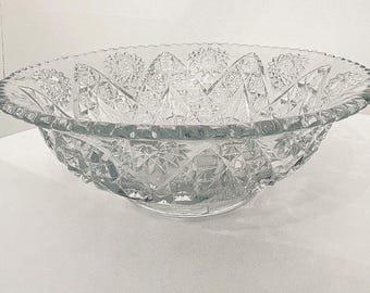 Antique ABP Deep Cut  9 1/4 inch Hobnail Sawtooth Rim Serving Bowl