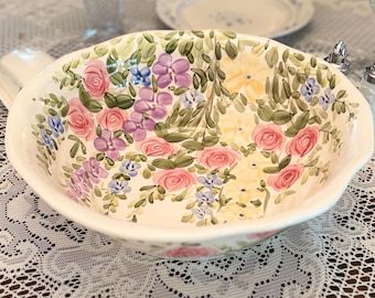 Vintage Cottagecore, Grandmillennial Tabletops Unlimited English Garden Masterpiece Serving Bowl- Pristine