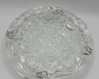 Vintage Clear Pressed Glass  Ashtray, Mid Century Catchall Trinket Dish