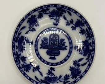 Antique Minton Delft Blue Saucer Fruit Dish, Circa 1891-1911, English Blue White Transferware,