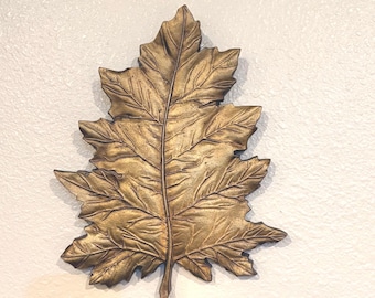 Vintage Sexton USA Cast Metal Oak Leaf Wall Plaque, Mid Century Wall Art