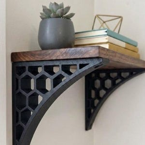3D Printed Geometric Shelf Brackets – Hexagon, Arabesque, Triangle Modern Wall Mounts