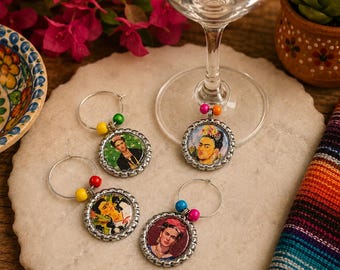 Frida Kahlo Wine Glass Charms