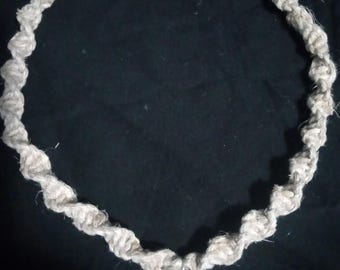 Hemp necklace thick spiral with mushroom pendent