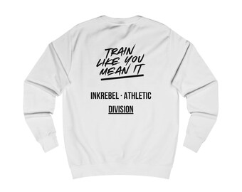 Sudadera con logo de graffiti estilo goteo | Estampado pequeño en el pecho, cuello redondo blanco