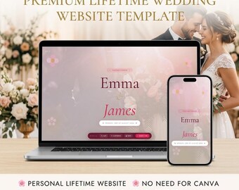 Digital Wedding Invitation Website with RSVP | Personal URL | No Canva Needed | Editable Online Wedding Template | Lifetime Access