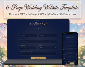 Dark Wedding Website Template with RSVP | Personal URL | Editable Online | No Canva | Night Sky Moody Wedding Invitation Page