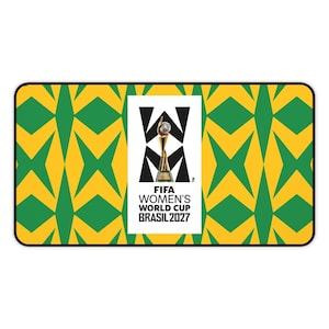FIFA Women's World Cup Brasil 2027 Desk Mat | Yellow Green Trophy Pattern