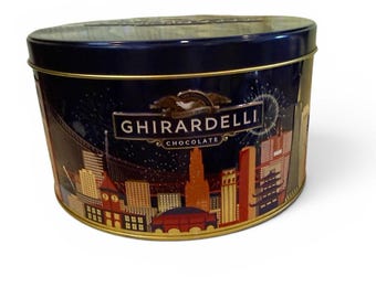 Ghirardelli Chocolate Limited Edition Round Tin & Decorative Bow *EMPTY*