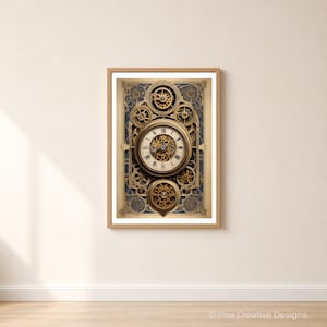 6 Antique Horology Blueprints Vintage Clockmaker Gears Wall Art Office Decor
