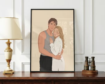 Custom Couple Portrait Print | Personalized Couple Poster | Custom Couple Wall Art | Printed Poster or Digital Download | Anniversary Gift