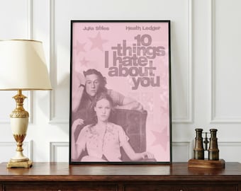 10 Dinge, die ich an dir hasse Poster | 90s Rom-Com Wandkunst | Heath Ledger Film Druck | Retro Romantik Dekor | Teenager Filmposter | Fan Geschenk