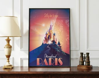 ディズニーランドのポスター｜魔法のテーマパークのウォールアート｜お城のプリント｜旅行風インテリア｜ファンタジーバケーションポスター｜ファンへのギフト