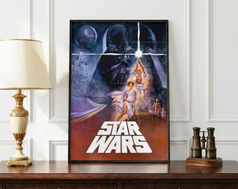 Vintage Star Wars Poster | Retro Sci-Fi Wall Art | Classic Space Movie Print | Galactic Adventure Decor | Minimalist Movie Poster | Fan Gift
