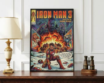 アイアンマン コミックポスター | マーベル スーパーヒーロー ウォールアート | トニー・スターク プリント | レトロ コミック装飾 | アベンジャーズ コミックポスター | ヴィンテージ マーベル アート