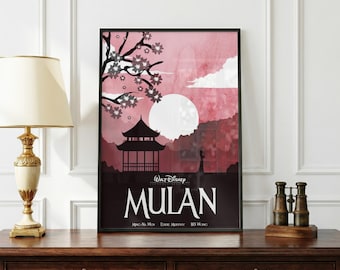 Pôster da Mulan | Arte de Parede da Princesa Disney | Impressão da Princesa Guerreira | Decoração de Filme de Animação | Pôster de Fantasia Asiática | Arte para Fãs da Disney | Presente para Fãs