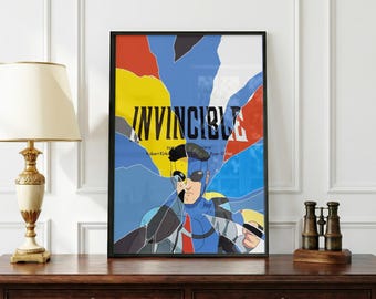 Póster de Invincible / Arte mural de cómic de superhéroes / Lámina de serie animada / Decoración de héroe oscuro / Póster de cómic / Regalo para fans