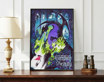 Pôster da Bela Adormecida | Arte de Parede Princesa Disney | Impressão da Aurora | Decoração Fantástica de Conto de Fadas | Pôster Vintage da Disney | Presente para Fãs