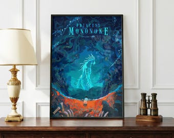 Princess Mononoke Poster | Studio Ghibli Wall Art | Anime Movie Print | San Aesthetic Decor | Japanese Anime Poster | Fantasy Film Art