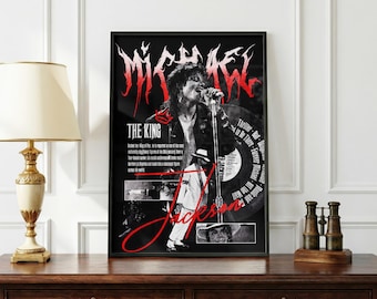 Michael Jackson Plakat | King of Pop Wandkunst | Musiklegende Druck | Retro Pop Dekor | Vintage Konzert Poster | MJ Kunst | Musik Geschenk