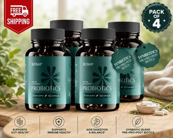 4Pcs BIOMA Probiotics for Digestive and Gut Health Men & Women60 Capsules EXP(2027)