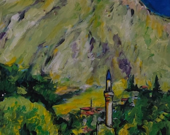 Sivrihisar'dan bir köşe-Eskişehir-Türkiye | Original Sanat Eseri | 18x26 | Duralit Üzerine akrilik boya