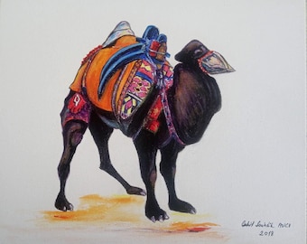 Güreş devesi (Ege ve Akdeniz bölgesi -Türkiye) | Original Sanat Eseri | 25x30 | Tuval Üzerine Akrilik