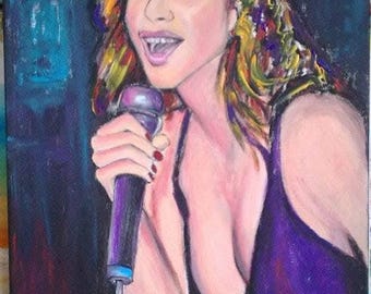 Şarkı söyleyen kadın | Original Sanat Eseri | 30x45 | Tuval Üzerine Akrilik