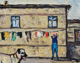 Köyden (Anadolu) | Original Sanat Eseri | 18x26| Duralit Üzerine yağlı boya