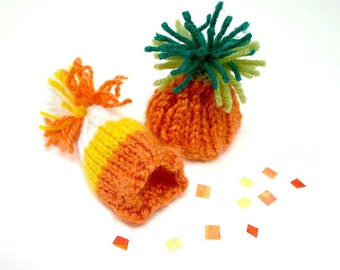 Miniature Fall Hats-  Candy Corn Hat- Pumpkin Hat- Doll Clothes, Teddy Bear Clothes