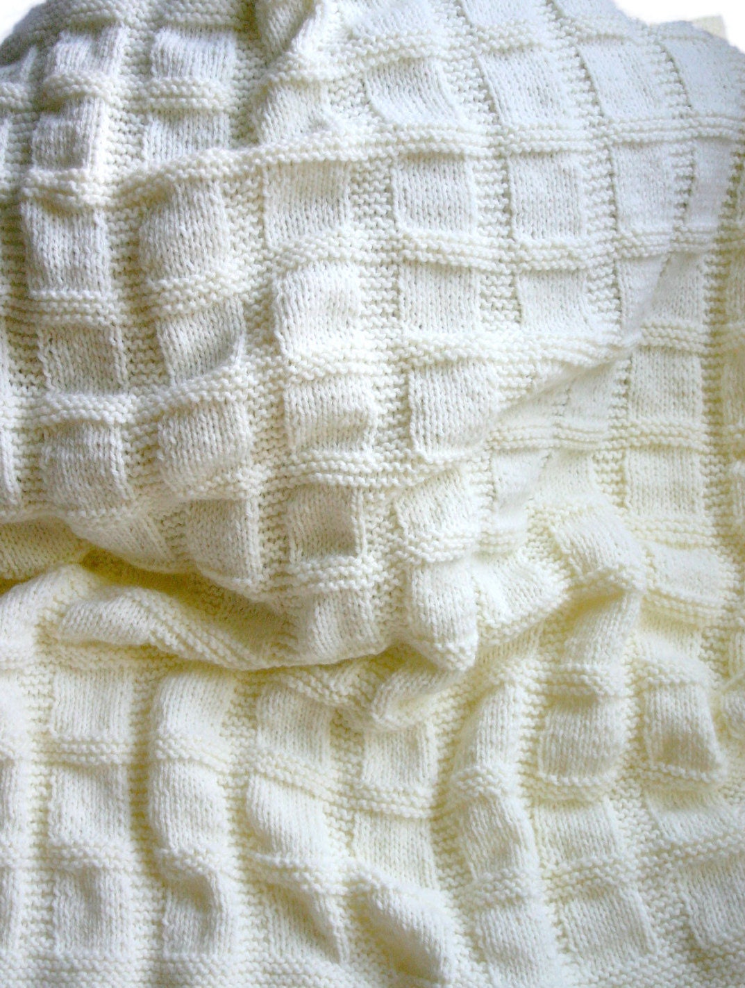Knit Baby Blanket Cream White Antique White Boy or Girl