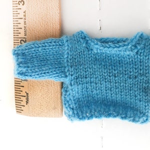 Miniature Knit Sweater Teddy Bear Sweater Bright Blue 2.25 inch Across Chest Doll Clothes image 6