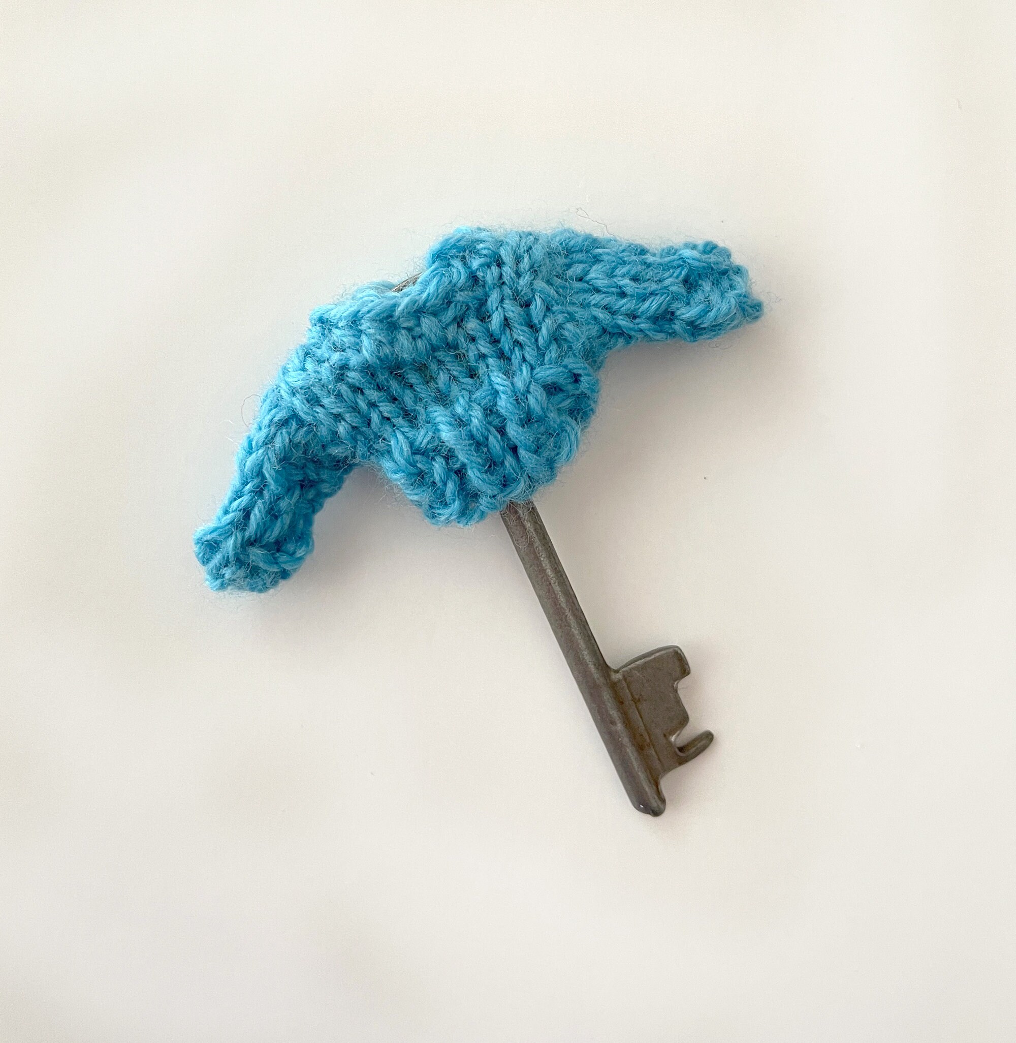Handmade Tiny Key Sweater Charm - Bright Blue Knit Key Cover - Etsy