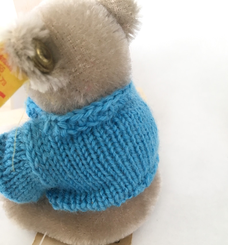 Miniature Knit Sweater Teddy Bear Sweater Bright Blue 2.25 inch Across Chest Doll Clothes image 4