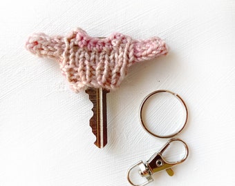 Key Sweater- 1 Inch Across Chest- Pink Tweed- Handmade Tiny Sweater- Unique Gift- Sweater for Key- Key Cover
