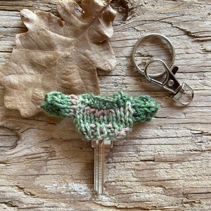 Green Pink Key Sweater- 1 Inch Across Chest- Handmade Tiny Sweater- Unique Gift- Sweater for Key- Key Cover